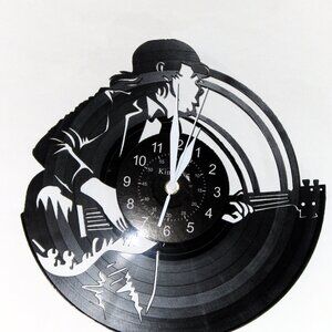 Guitar Player Laser Cut Vinyl Record Clock